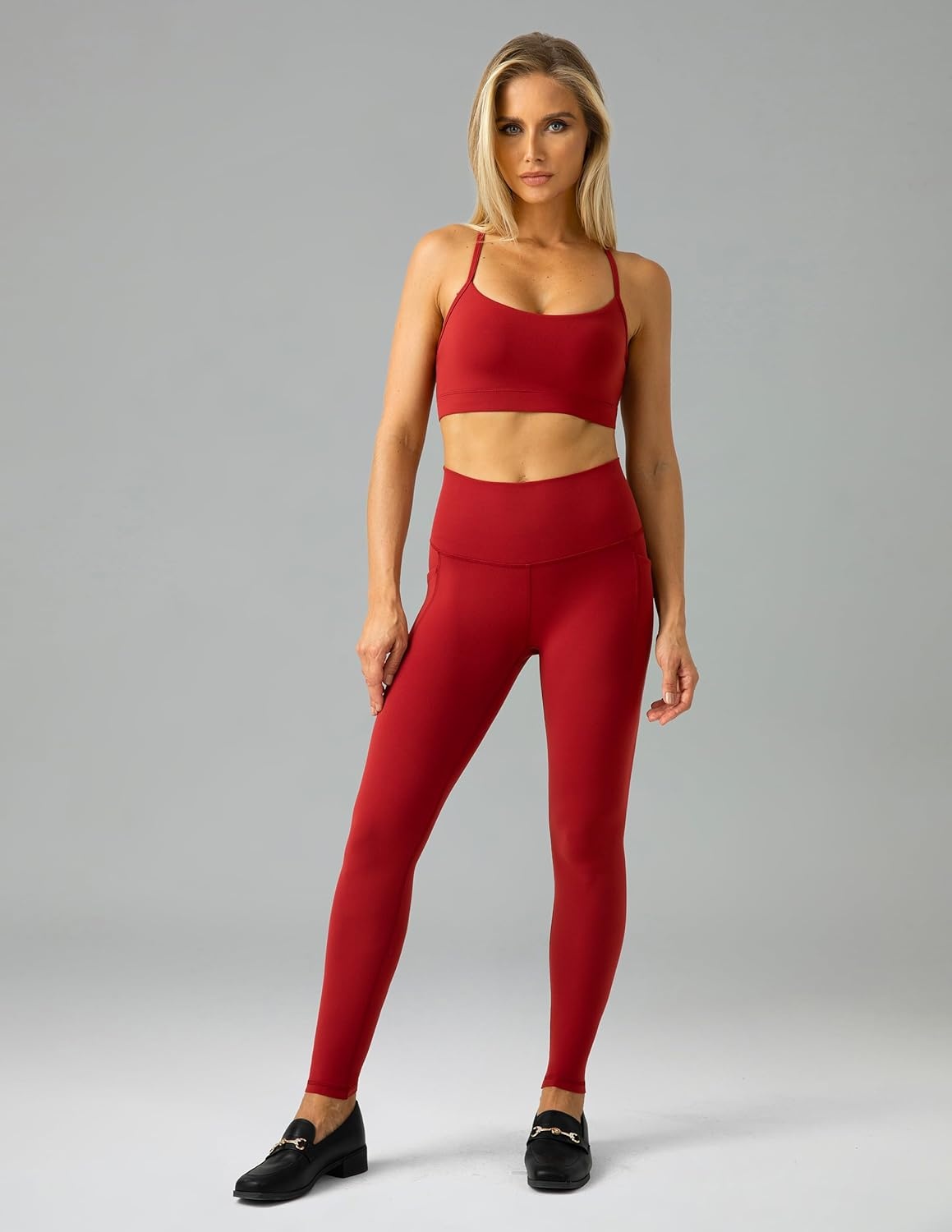 image:imageColorfulkoala Womens Dreamlux High Waisted Workout Leggings 25 28 Inseam Yoga Pants with PocketsMerlot