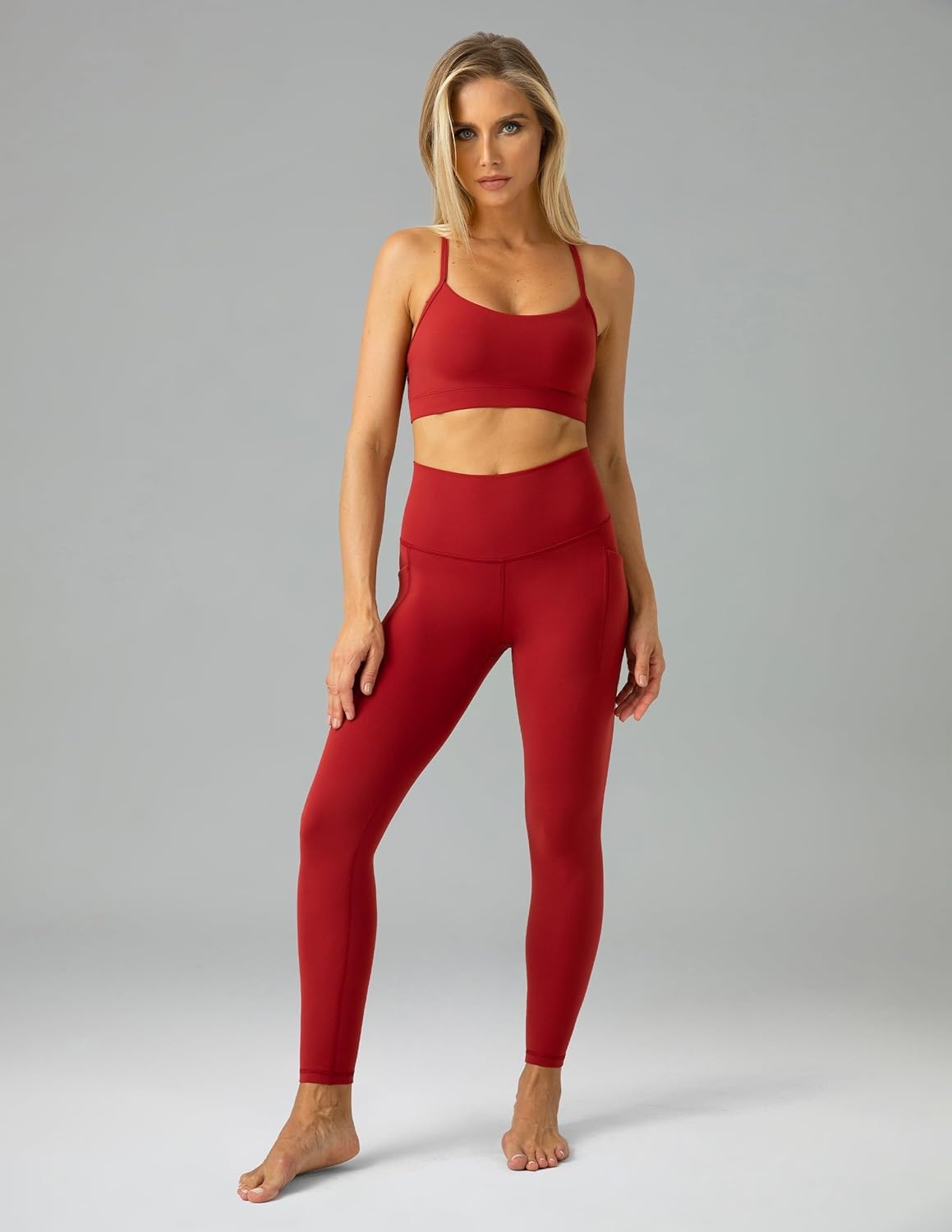 image:imageColorfulkoala Womens Dreamlux High Waisted Workout Leggings 25 28 Inseam Yoga Pants with PocketsMerlot