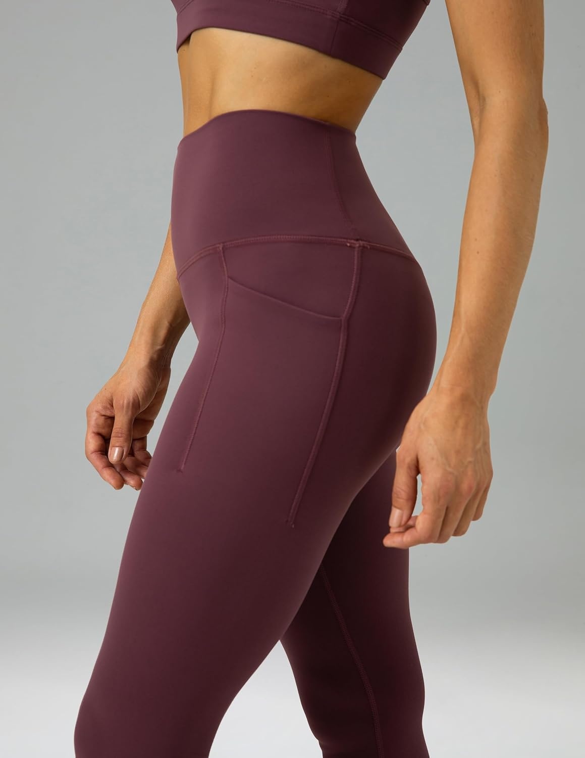 image:imageColorfulkoala Womens Dreamlux High Waisted Workout Leggings 25 28 Inseam Yoga Pants with PocketsPlum Red