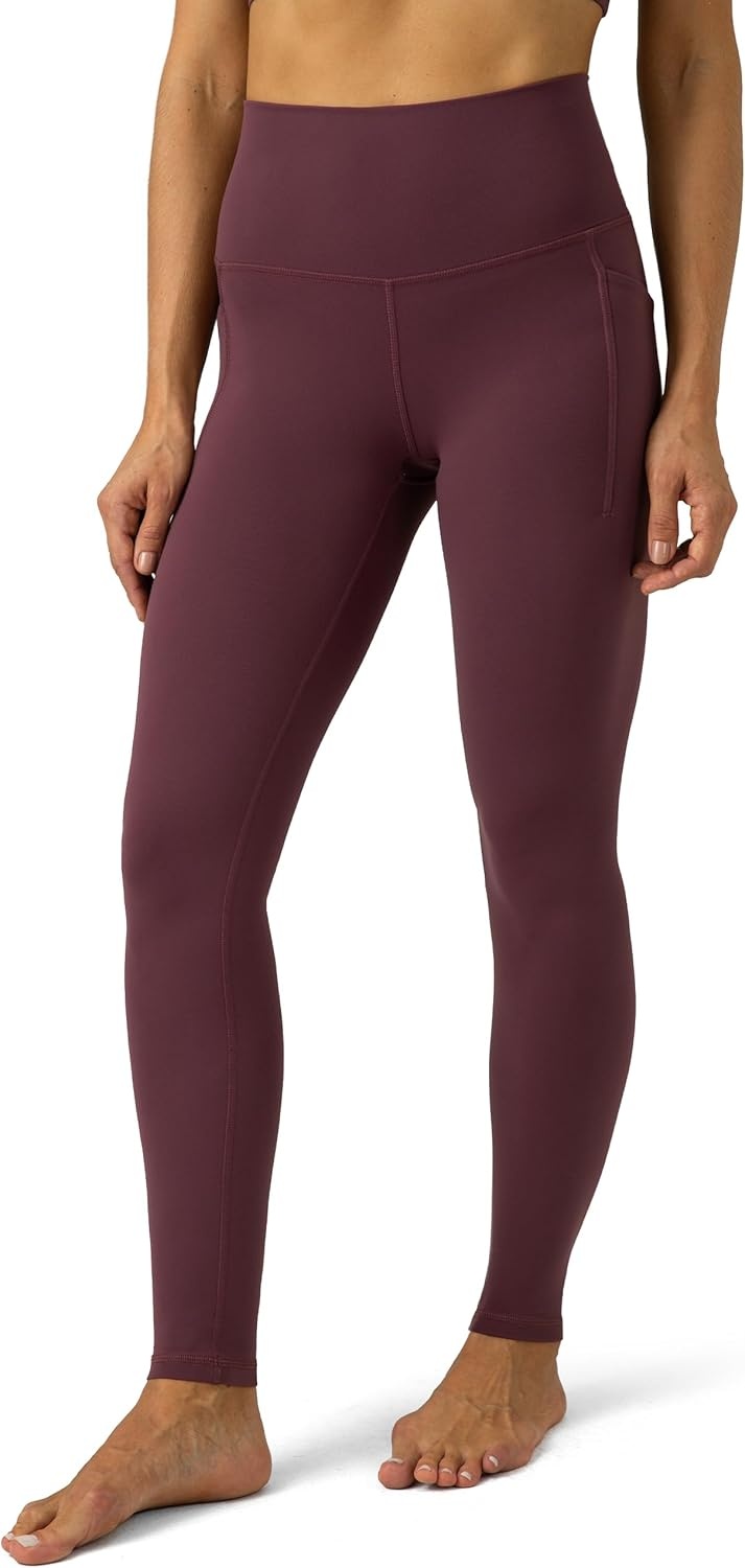 image:imageColorfulkoala Womens Dreamlux High Waisted Workout Leggings 25 28 Inseam Yoga Pants with PocketsPlum Red