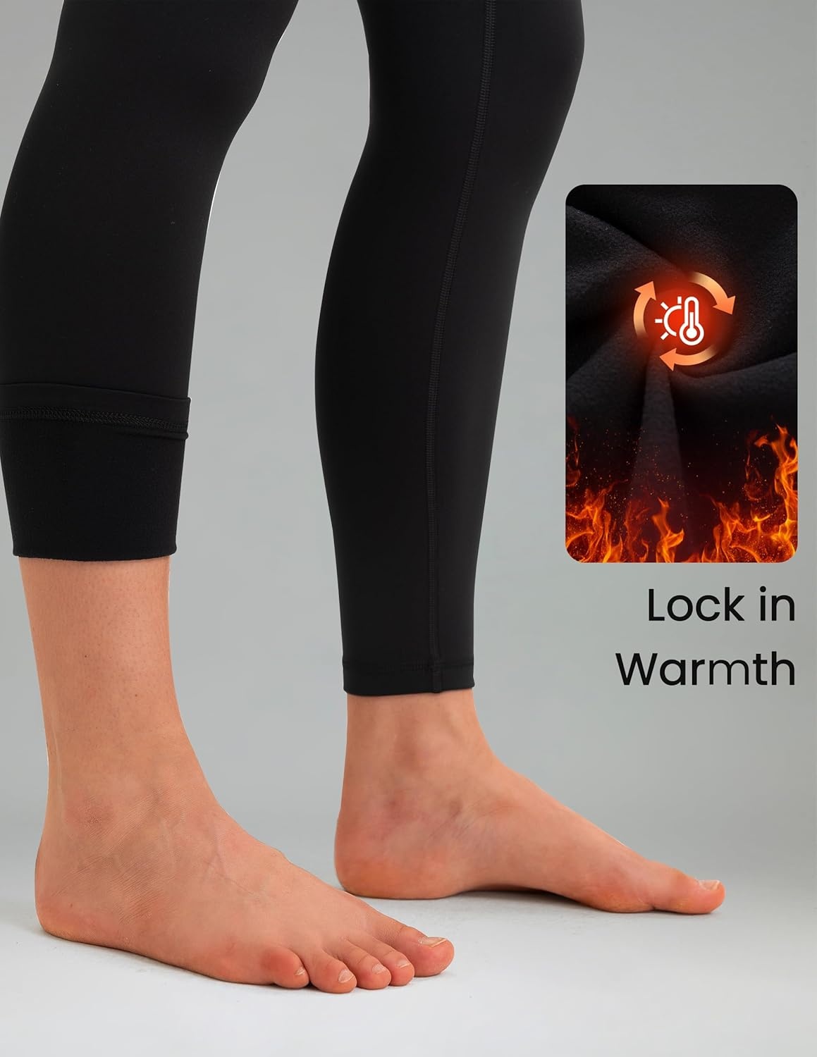 image:imageColorfulkoala Womens Fleece Lined Leggings 265 with Pockets Thermal Casual Workout No Front Seam Yoga Pants Winter WarmBlack