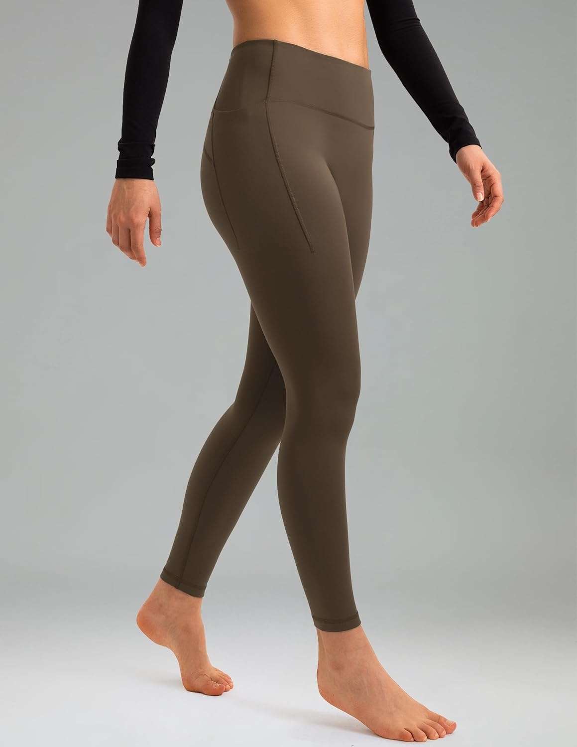 image:imageColorfulkoala Womens Fleece Lined Leggings 265 with Pockets Thermal Casual Workout No Front Seam Yoga Pants Winter WarmCocoa