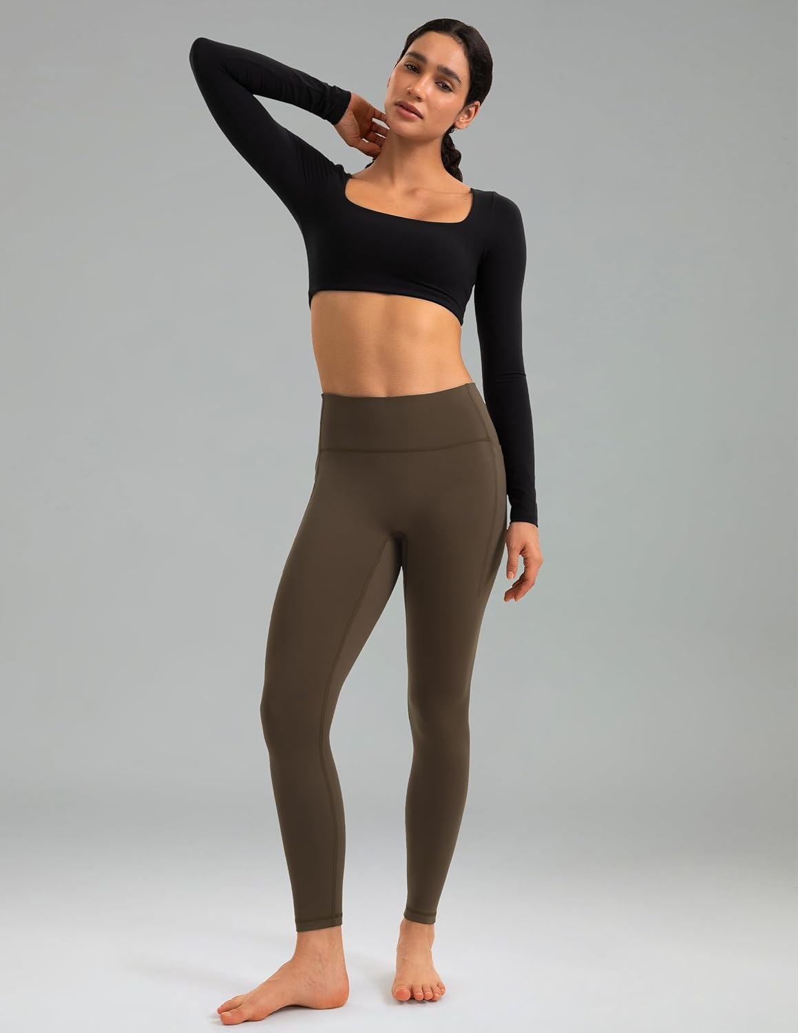 image:imageColorfulkoala Womens Fleece Lined Leggings 265 with Pockets Thermal Casual Workout No Front Seam Yoga Pants Winter WarmCocoa