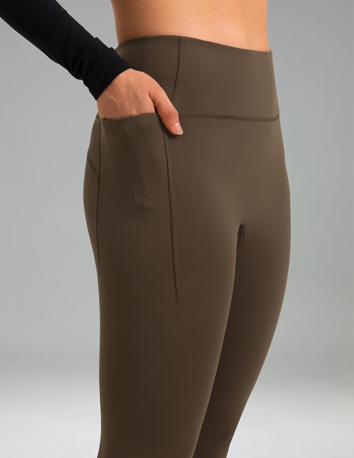 image:imageColorfulkoala Womens Fleece Lined Leggings 265 with Pockets Thermal Casual Workout No Front Seam Yoga Pants Winter WarmCocoa