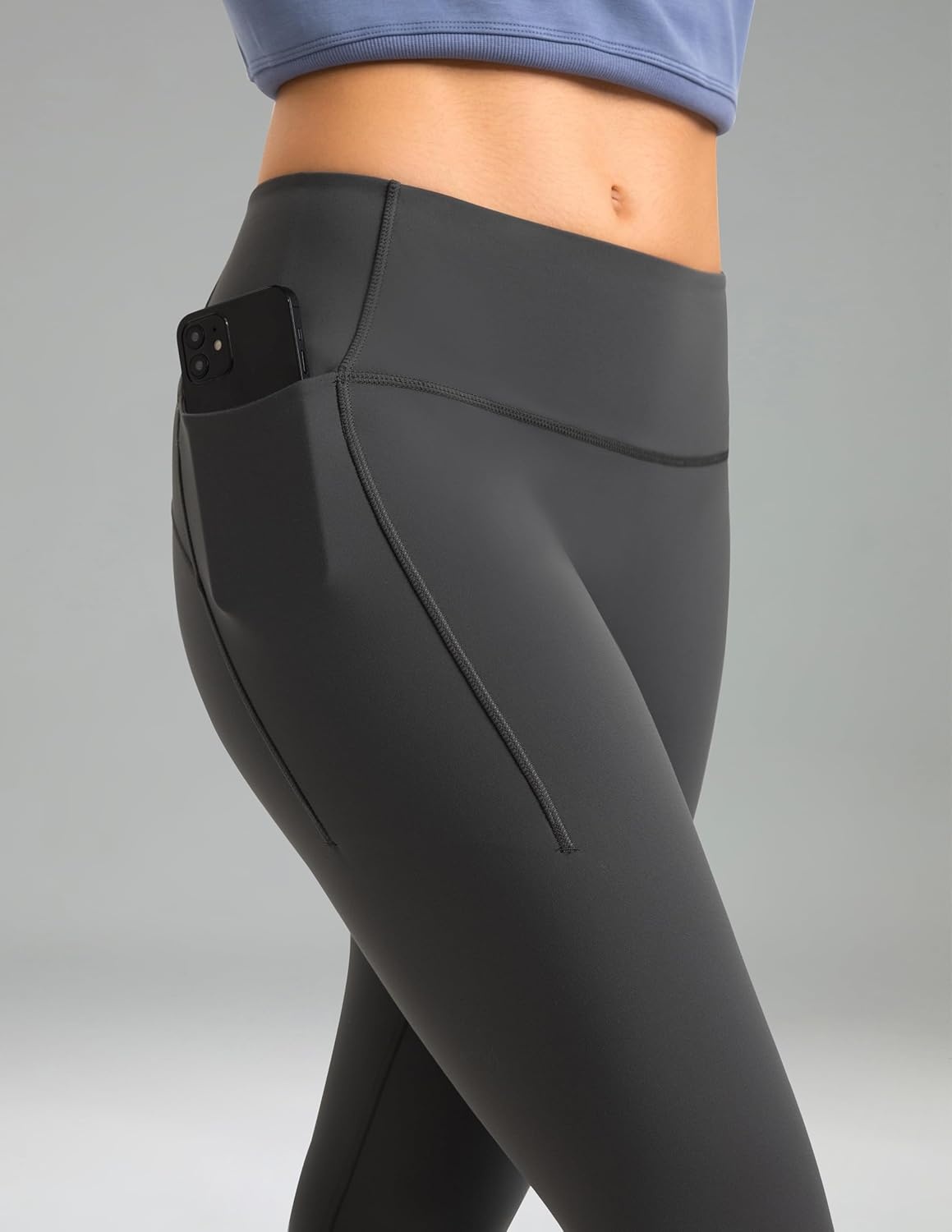 image:imageColorfulkoala Womens Fleece Lined Leggings 265 with Pockets Thermal Casual Workout No Front Seam Yoga Pants Winter WarmDark Carbon