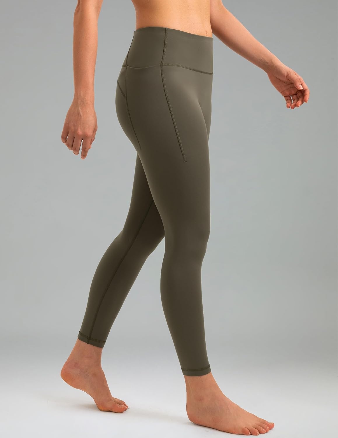 image:imageColorfulkoala Womens Fleece Lined Leggings 265 with Pockets Thermal Casual Workout No Front Seam Yoga Pants Winter WarmOlive
