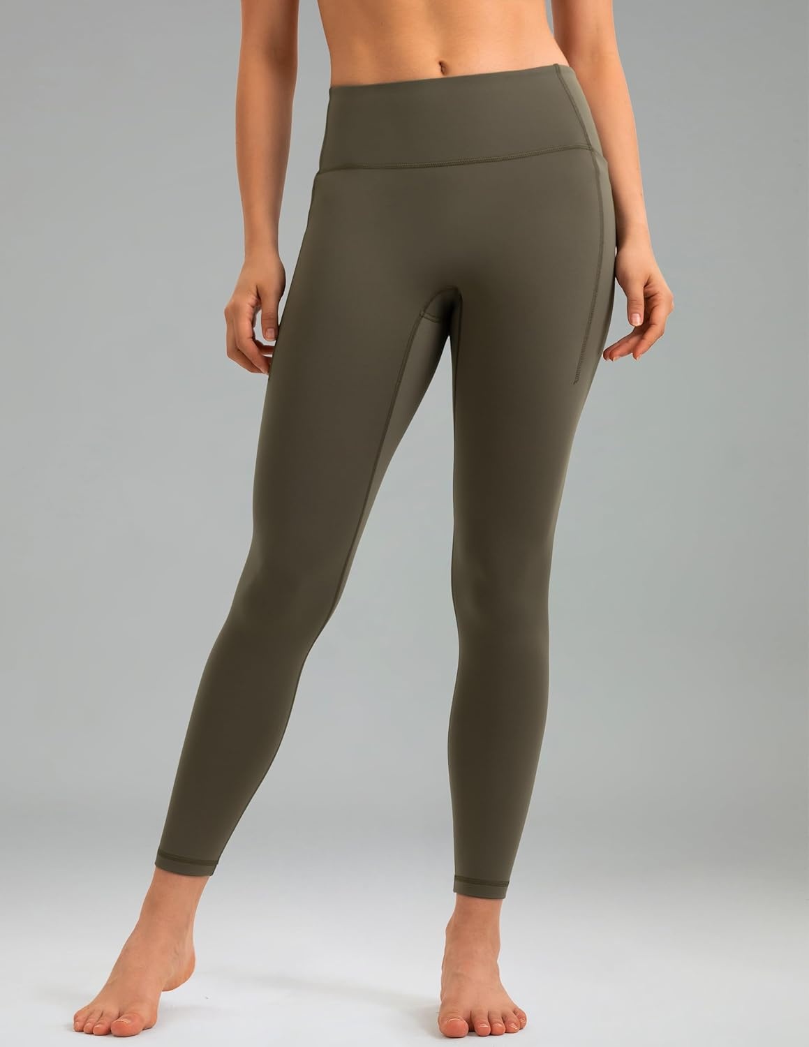 image:imageColorfulkoala Womens Fleece Lined Leggings 265 with Pockets Thermal Casual Workout No Front Seam Yoga Pants Winter WarmOlive