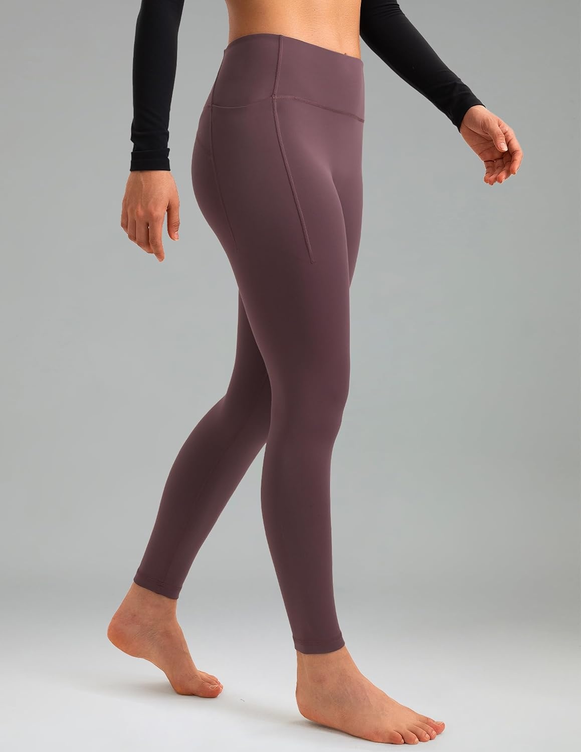 image:imageColorfulkoala Womens Fleece Lined Leggings 265 with Pockets Thermal Casual Workout No Front Seam Yoga Pants Winter WarmPlum Red