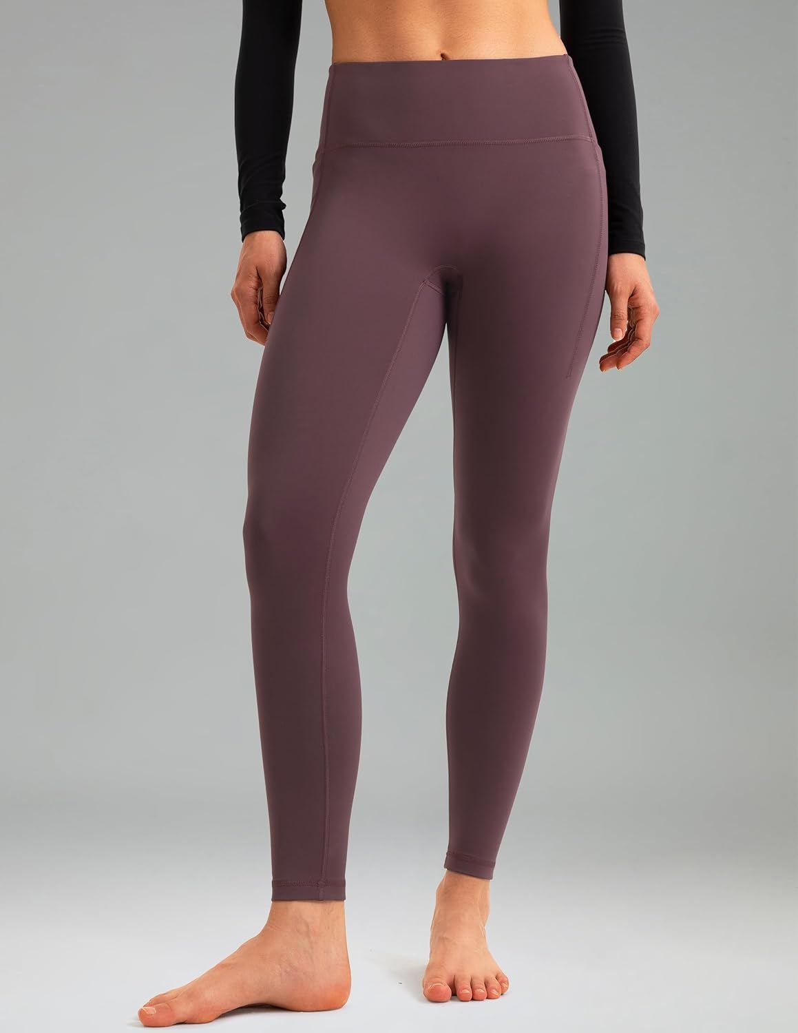 image:imageColorfulkoala Womens Fleece Lined Leggings 265 with Pockets Thermal Casual Workout No Front Seam Yoga Pants Winter WarmPlum Red