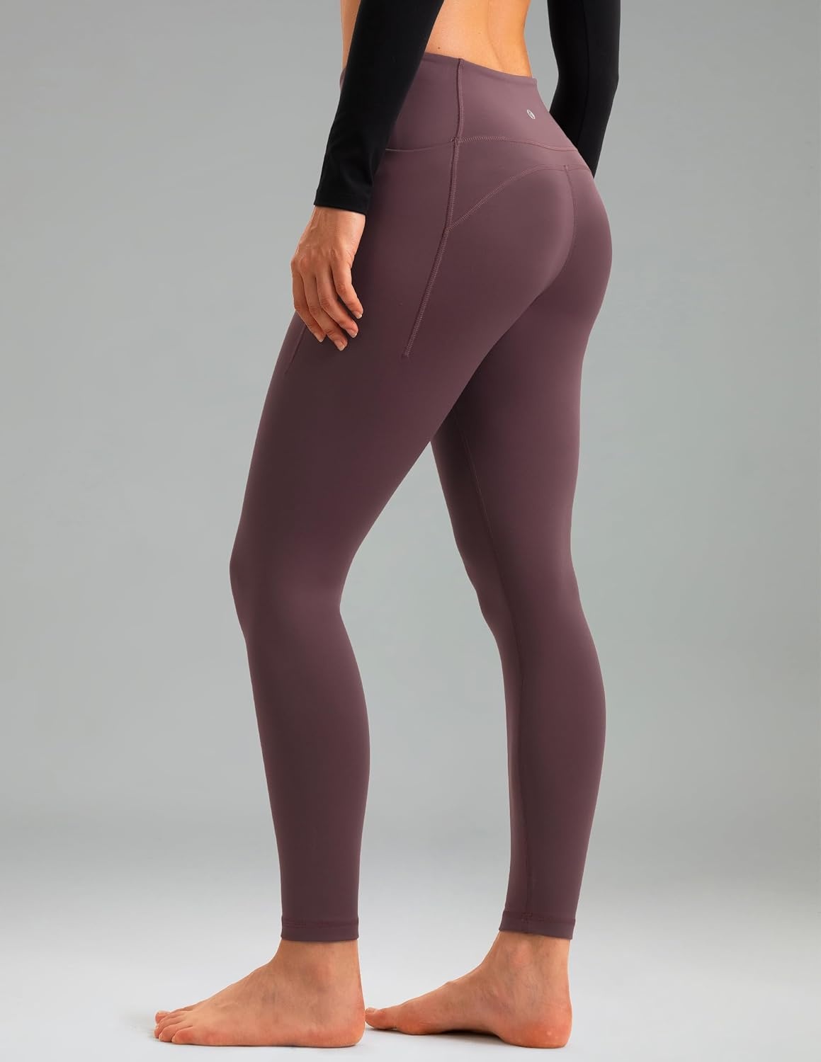 image:imageColorfulkoala Womens Fleece Lined Leggings 265 with Pockets Thermal Casual Workout No Front Seam Yoga Pants Winter WarmPlum Red