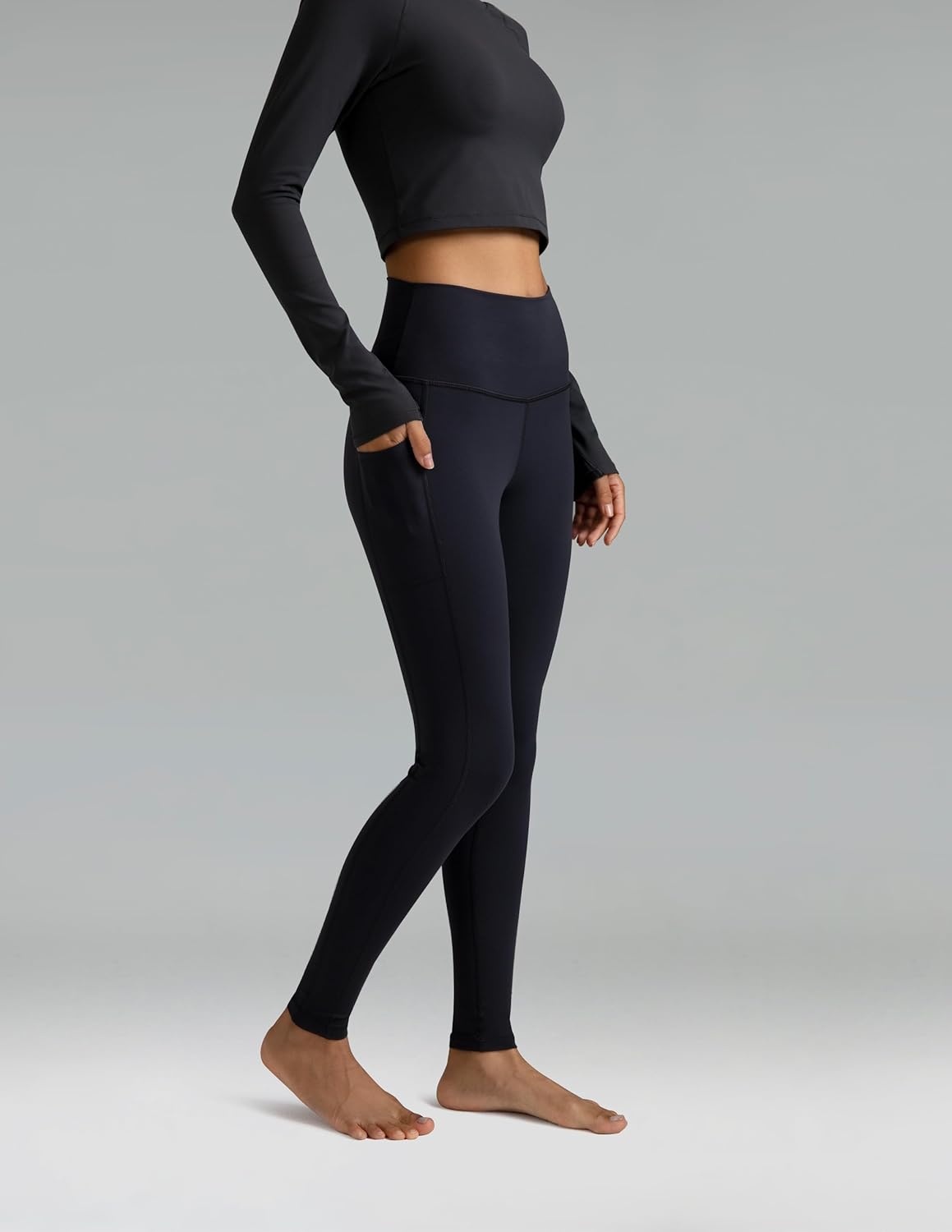 image:imageColorfulkoala Womens High Waisted Leggings 28 Inseam Full Length Workout Yoga Pants with PocketsCharcoal Grey
