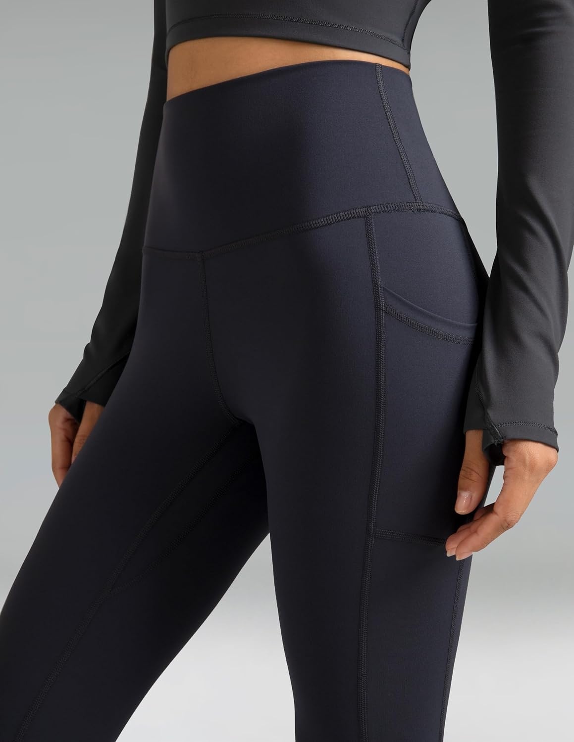 image:imageColorfulkoala Womens High Waisted Leggings 28 Inseam Full Length Workout Yoga Pants with PocketsCharcoal Grey