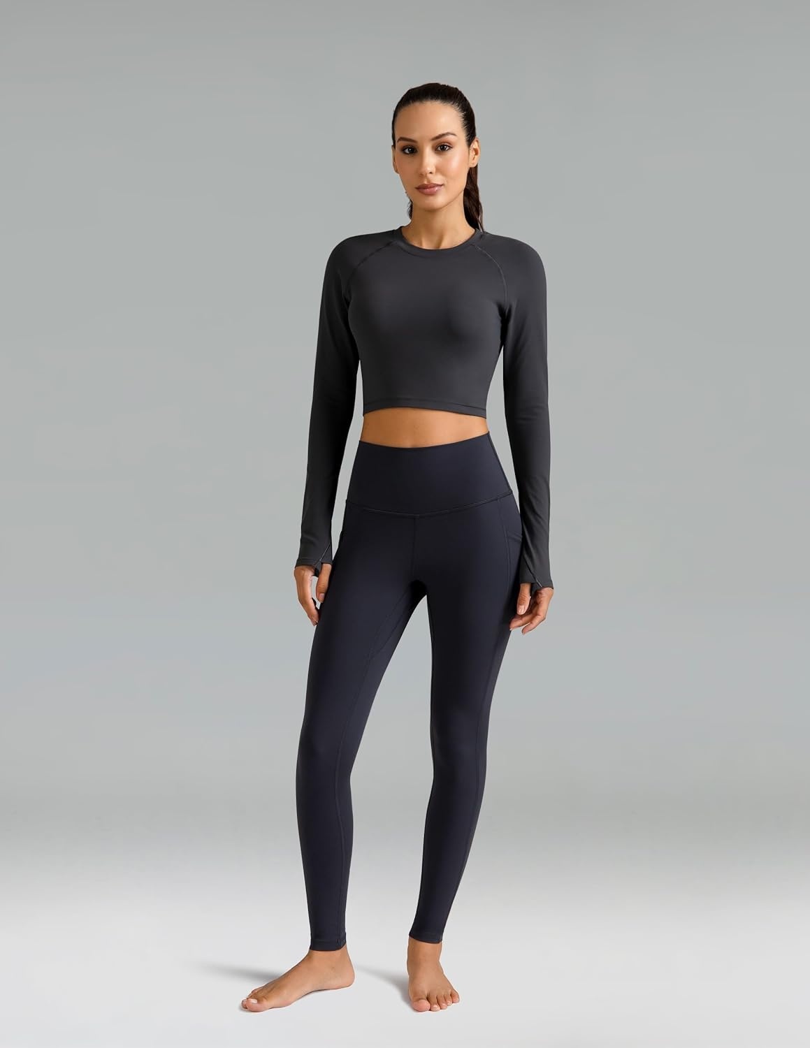 image:imageColorfulkoala Womens High Waisted Leggings 28 Inseam Full Length Workout Yoga Pants with PocketsCharcoal Grey