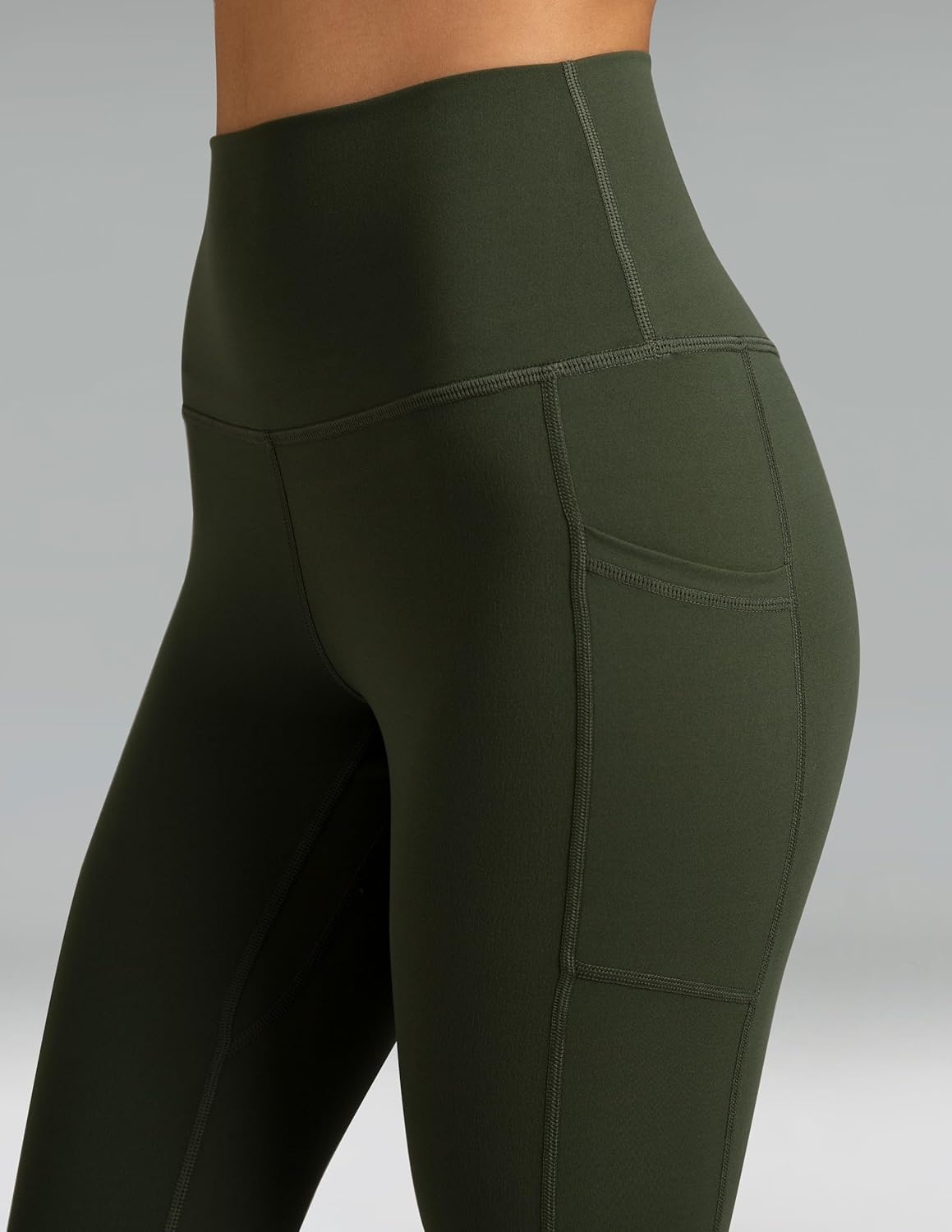 image:imageColorfulkoala Womens High Waisted Leggings 28 Inseam Full Length Workout Yoga Pants with PocketsOlive Green