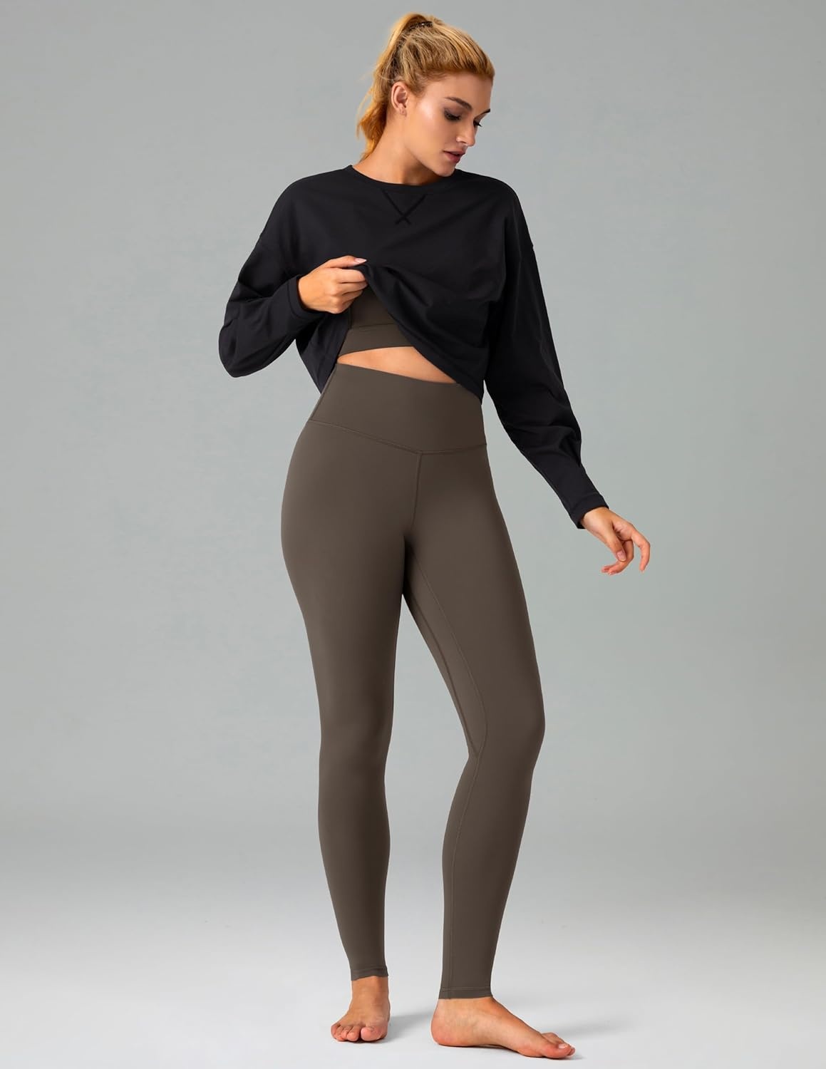 image:imageColorfulkoala Womens High Waisted Leggings for Women 28 Inseam Tummy Control Leggings Full Length Buttery Soft Yoga PantsMajor Brown