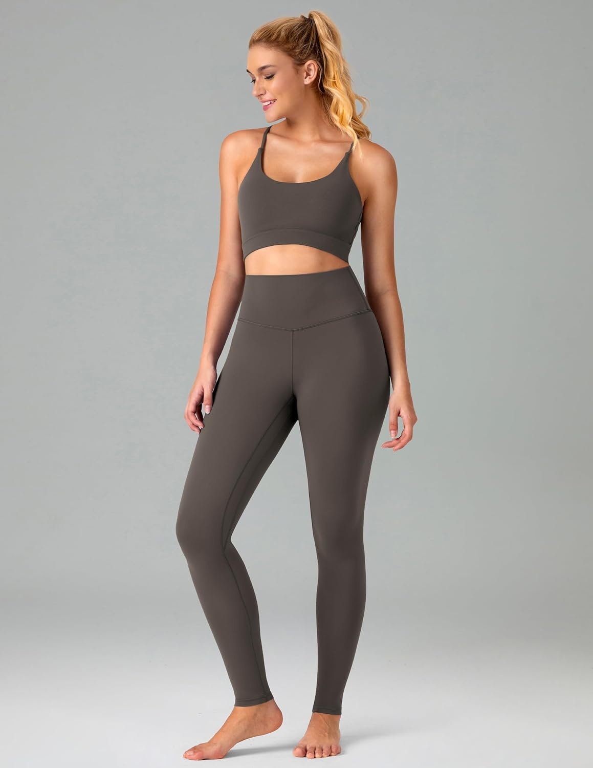image:imageColorfulkoala Womens High Waisted Leggings for Women 28 Inseam Tummy Control Leggings Full Length Buttery Soft Yoga PantsMajor Brown