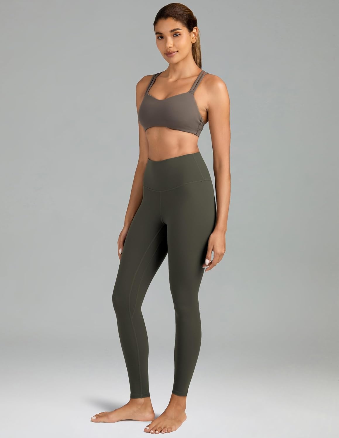 image:imageColorfulkoala Womens High Waisted Leggings for Women 28 Inseam Tummy Control Leggings Full Length Buttery Soft Yoga PantsOlive Green