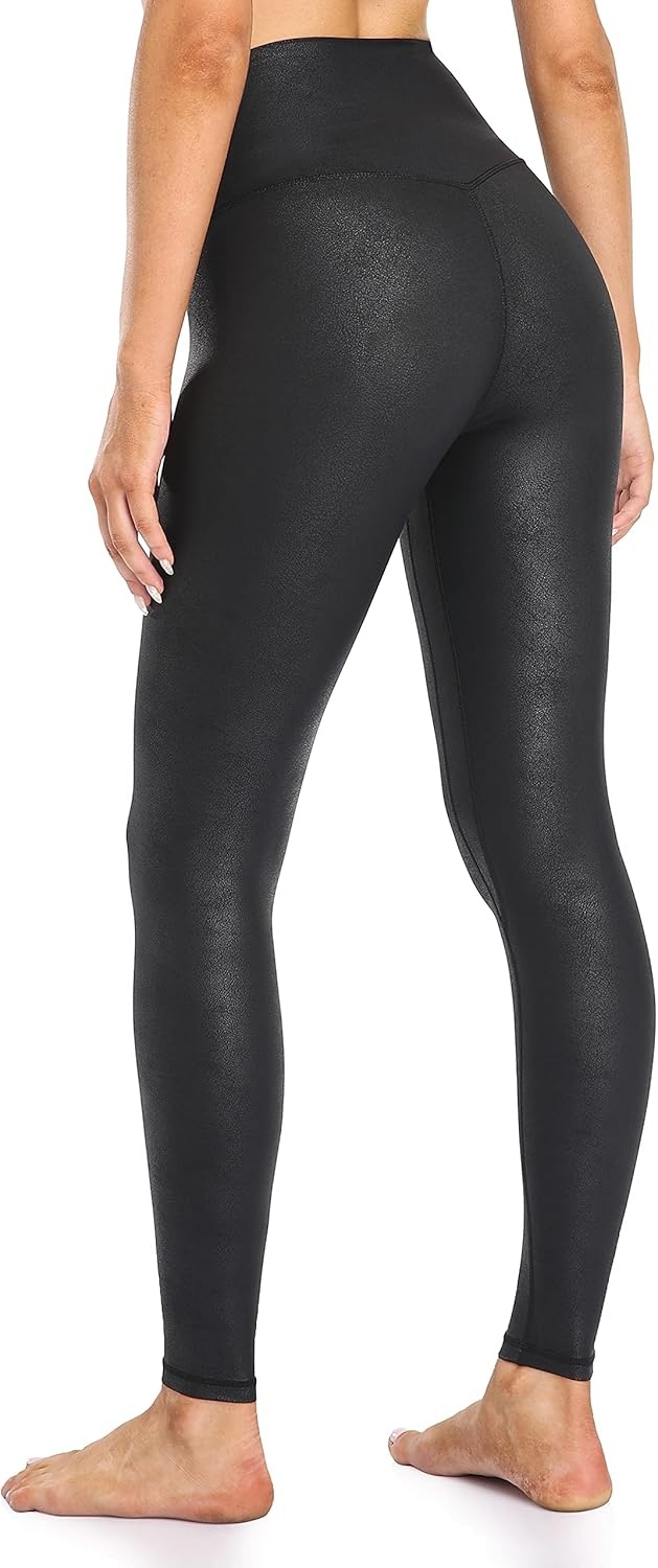 image:imageColorfulkoala Womens High Waisted Matte Faux Leather Leggings Full Length Yoga PantsBlack
