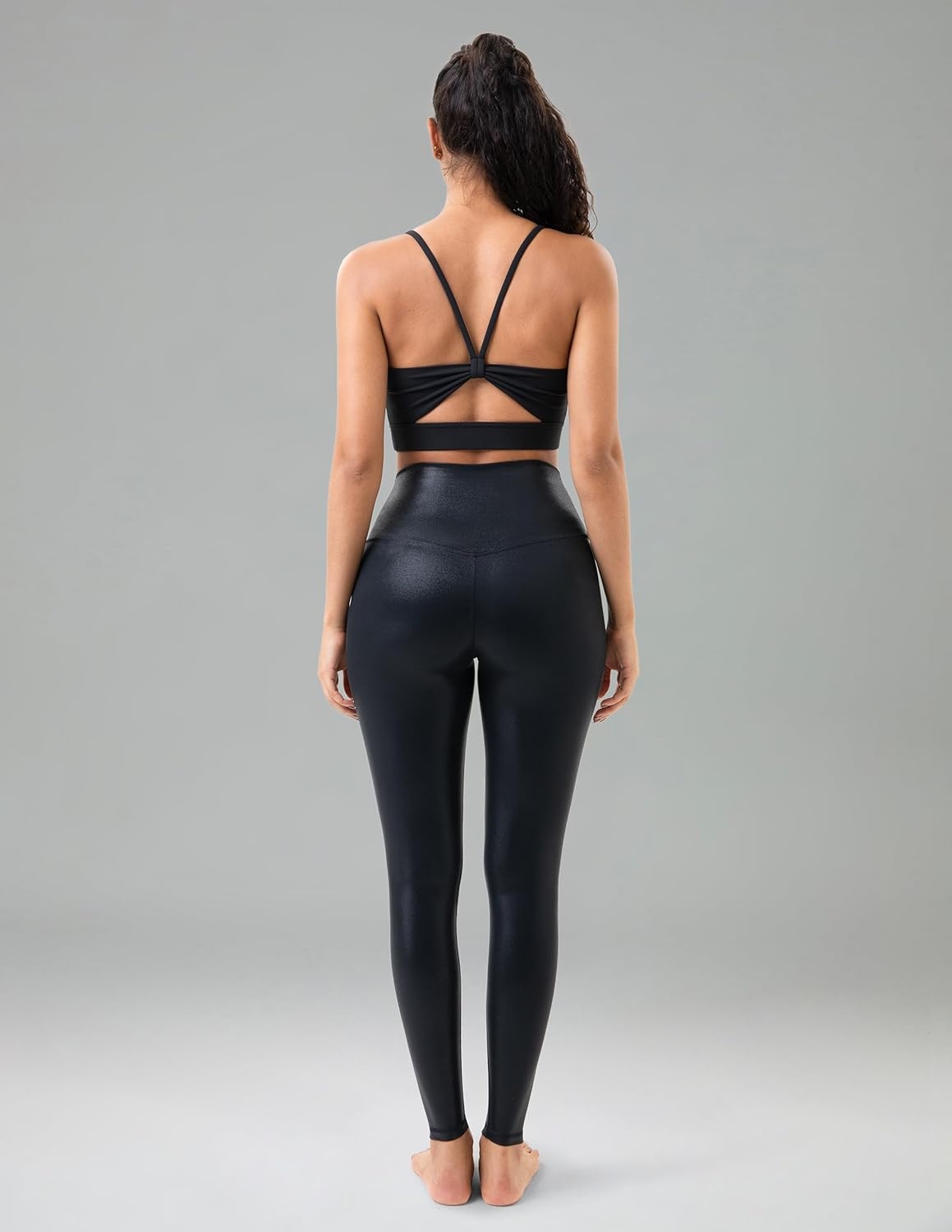 image:imageColorfulkoala Womens High Waisted Matte Faux Leather Leggings Full Length Yoga PantsGlossy Black