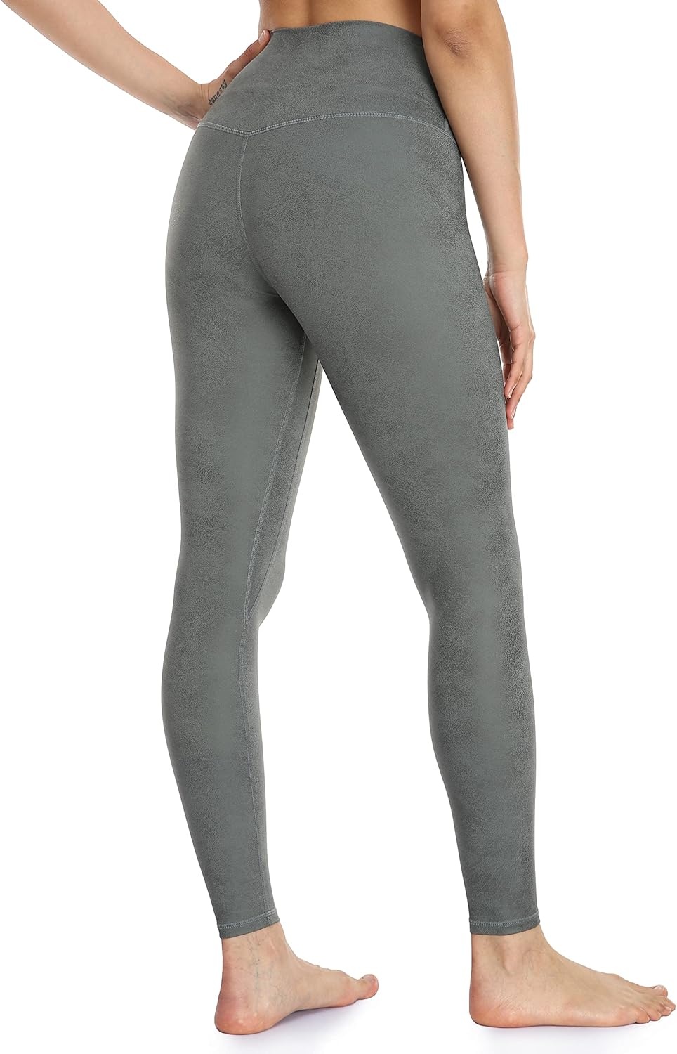 image:imageColorfulkoala Womens High Waisted Matte Faux Leather Leggings Full Length Yoga PantsGrey Sage