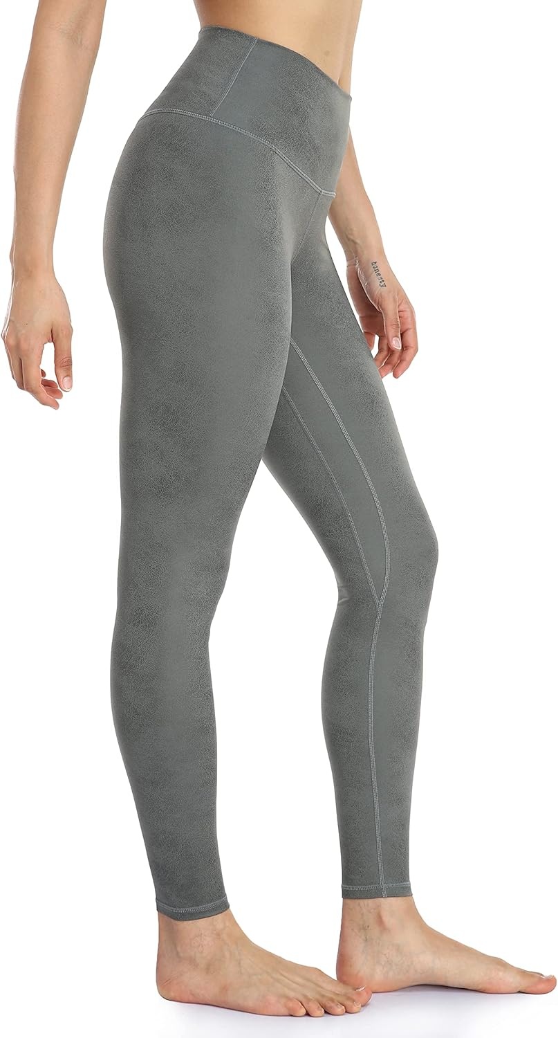 image:imageColorfulkoala Womens High Waisted Matte Faux Leather Leggings Full Length Yoga PantsGrey Sage