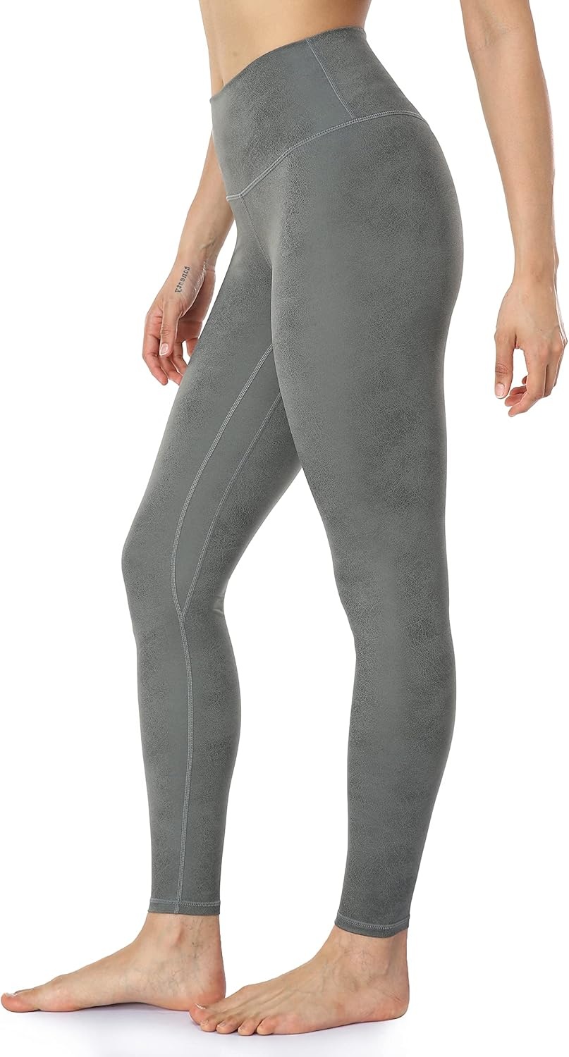 image:imageColorfulkoala Womens High Waisted Matte Faux Leather Leggings Full Length Yoga PantsGrey Sage