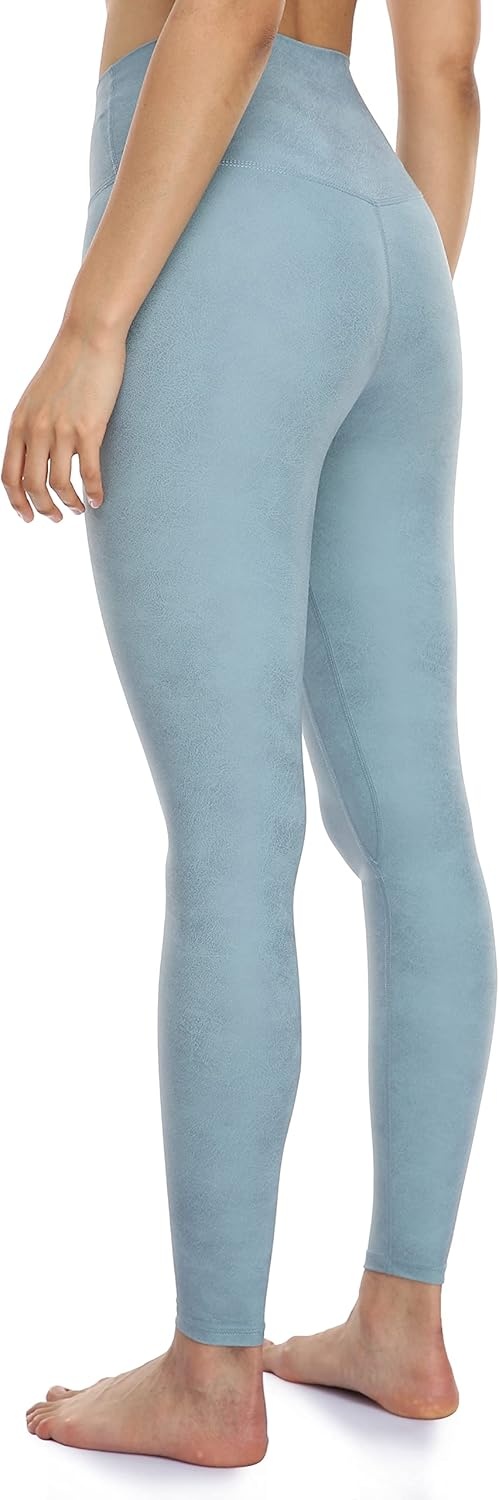 image:imageColorfulkoala Womens High Waisted Matte Faux Leather Leggings Full Length Yoga PantsSmoky Blue