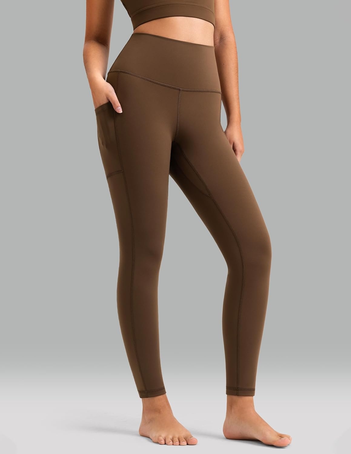 image:imageColorfulkoala Womens High Waisted Yoga Pants 78 Length Leggings with PocketsCocoa
