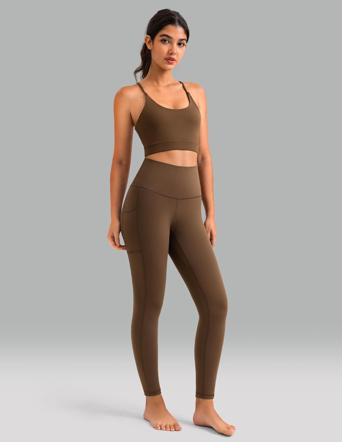 image:imageColorfulkoala Womens High Waisted Yoga Pants 78 Length Leggings with PocketsCocoa