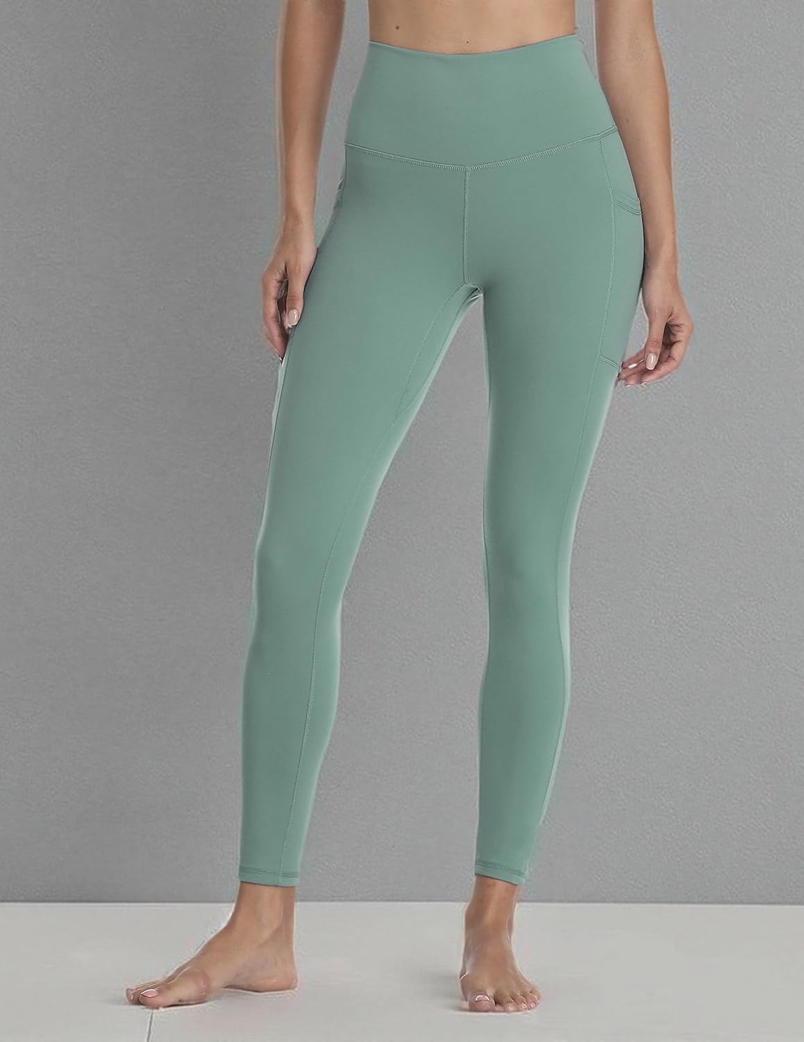 image:imageColorfulkoala Womens High Waisted Yoga Pants 78 Length Leggings with PocketsSmoky Green