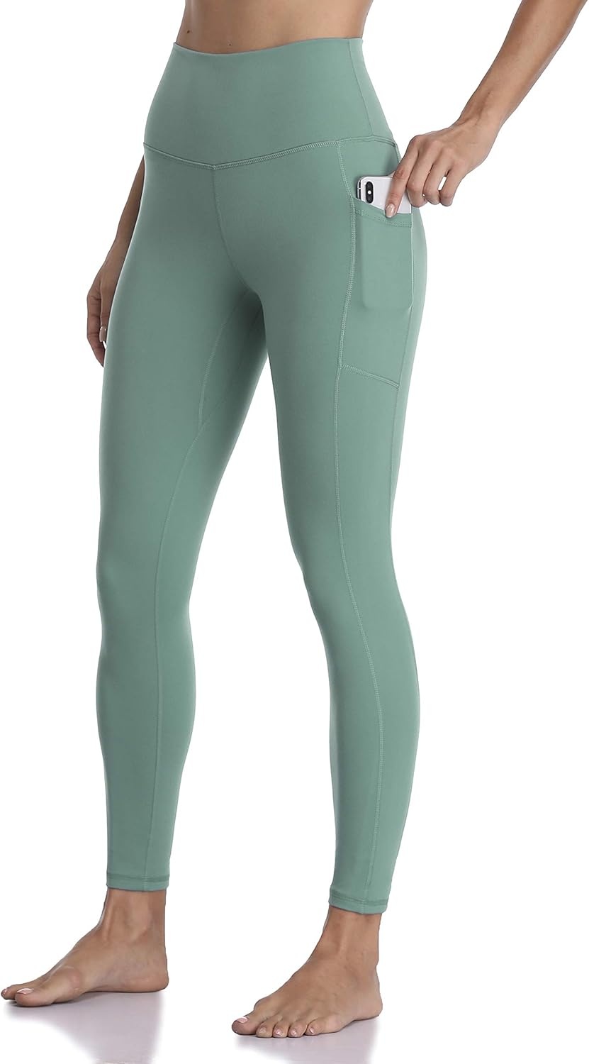 image:imageColorfulkoala Womens High Waisted Yoga Pants 78 Length Leggings with PocketsSmoky Green