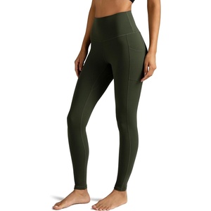 image:imageColorfulkoala Womens High Waisted Leggings 28 Inseam Full Length Workout Yoga Pants with PocketsOlive Green