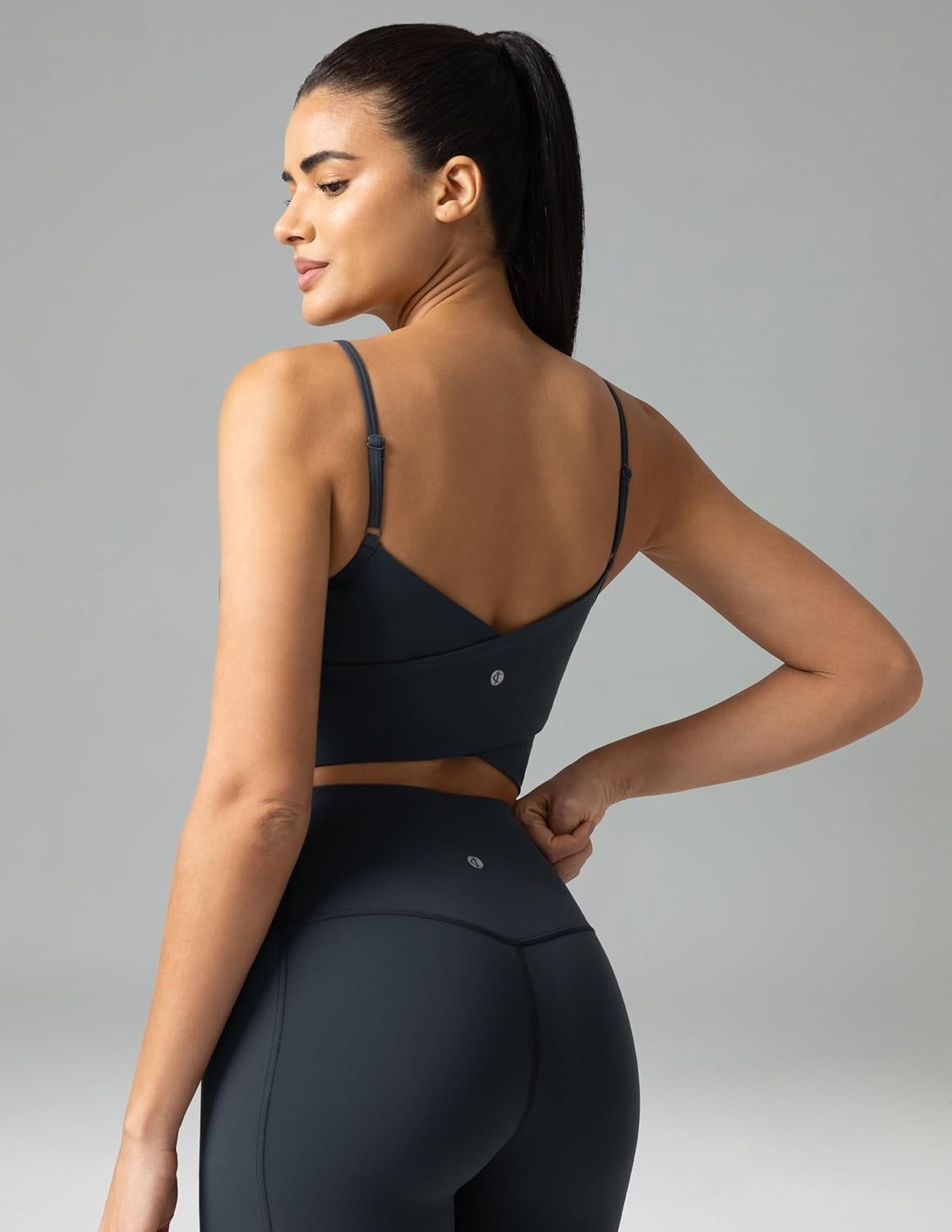 image:imageColorfulkoala Womens Dreamlux Crop Tank Tops with Built in Bra Adjustable Spaghetti Strap Workout Yoga CamisoleBlue Ink