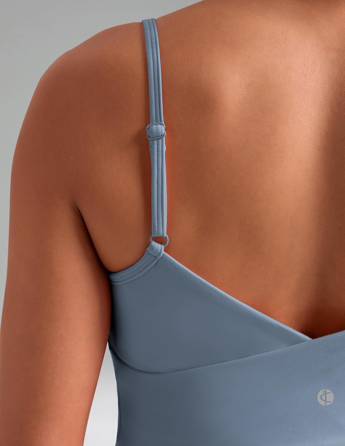 image:imageColorfulkoala Womens Dreamlux Crop Tank Tops with Built in Bra Adjustable Spaghetti Strap Workout Yoga CamisoleChambray