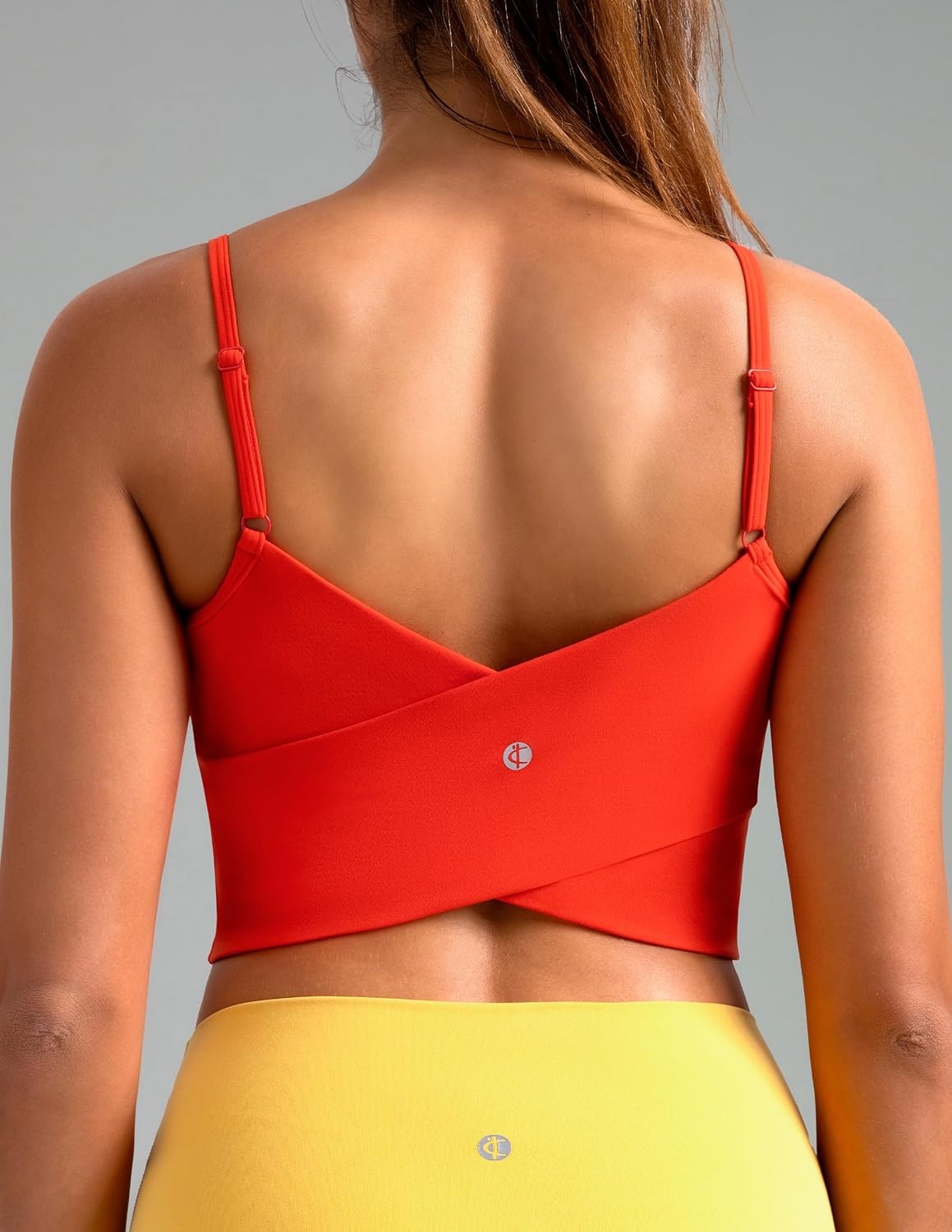 image:imageColorfulkoala Womens Dreamlux Crop Tank Tops with Built in Bra Adjustable Spaghetti Strap Workout Yoga CamisoleCherry Tomato