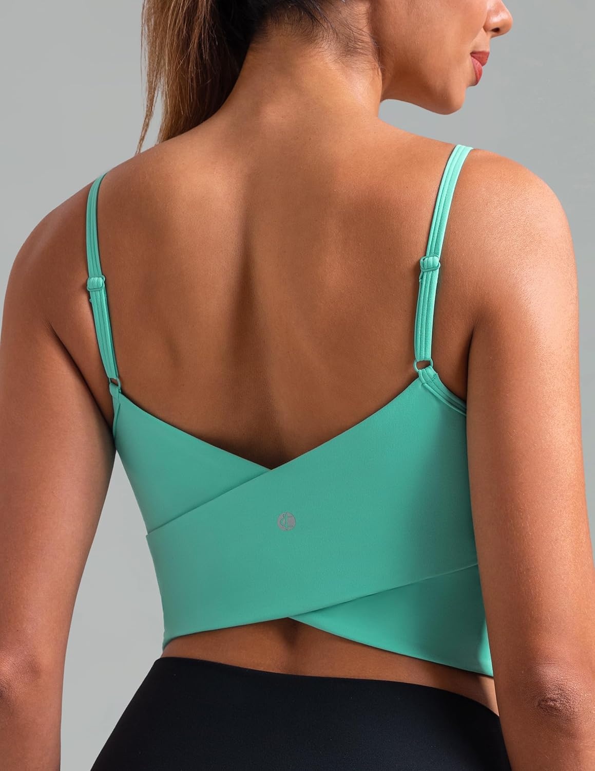image:imageColorfulkoala Womens Dreamlux Crop Tank Tops with Built in Bra Adjustable Spaghetti Strap Workout Yoga CamisoleCockatoo