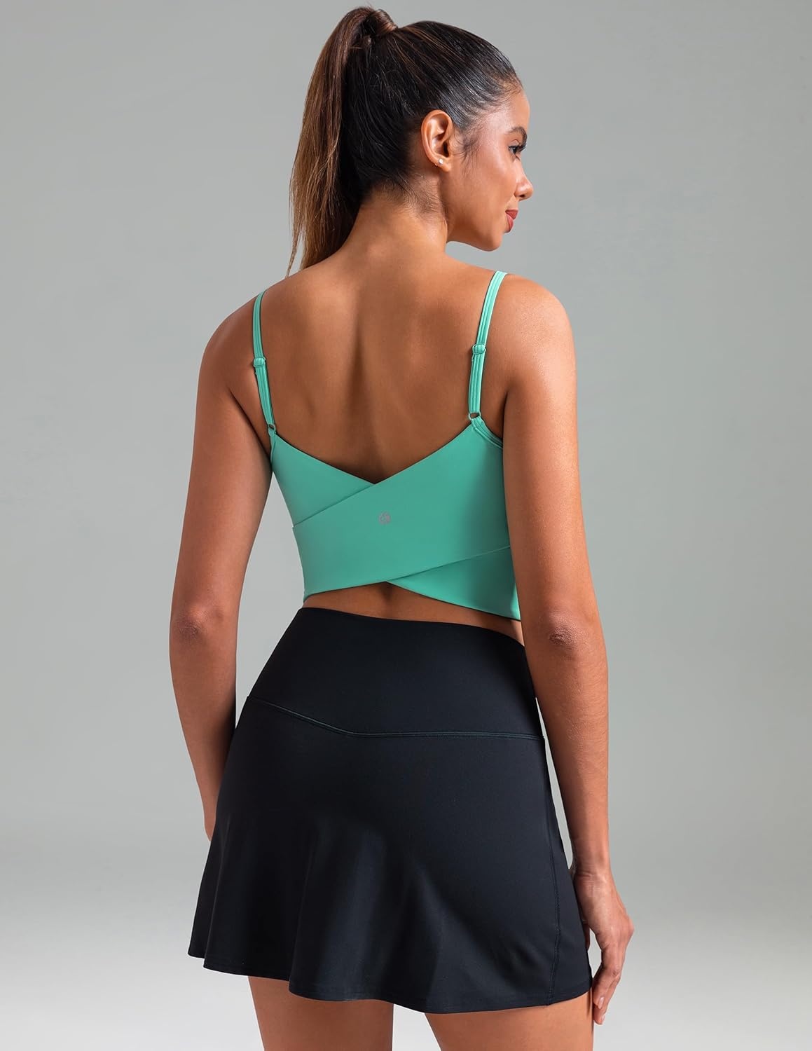 image:imageColorfulkoala Womens Dreamlux Crop Tank Tops with Built in Bra Adjustable Spaghetti Strap Workout Yoga CamisoleCockatoo
