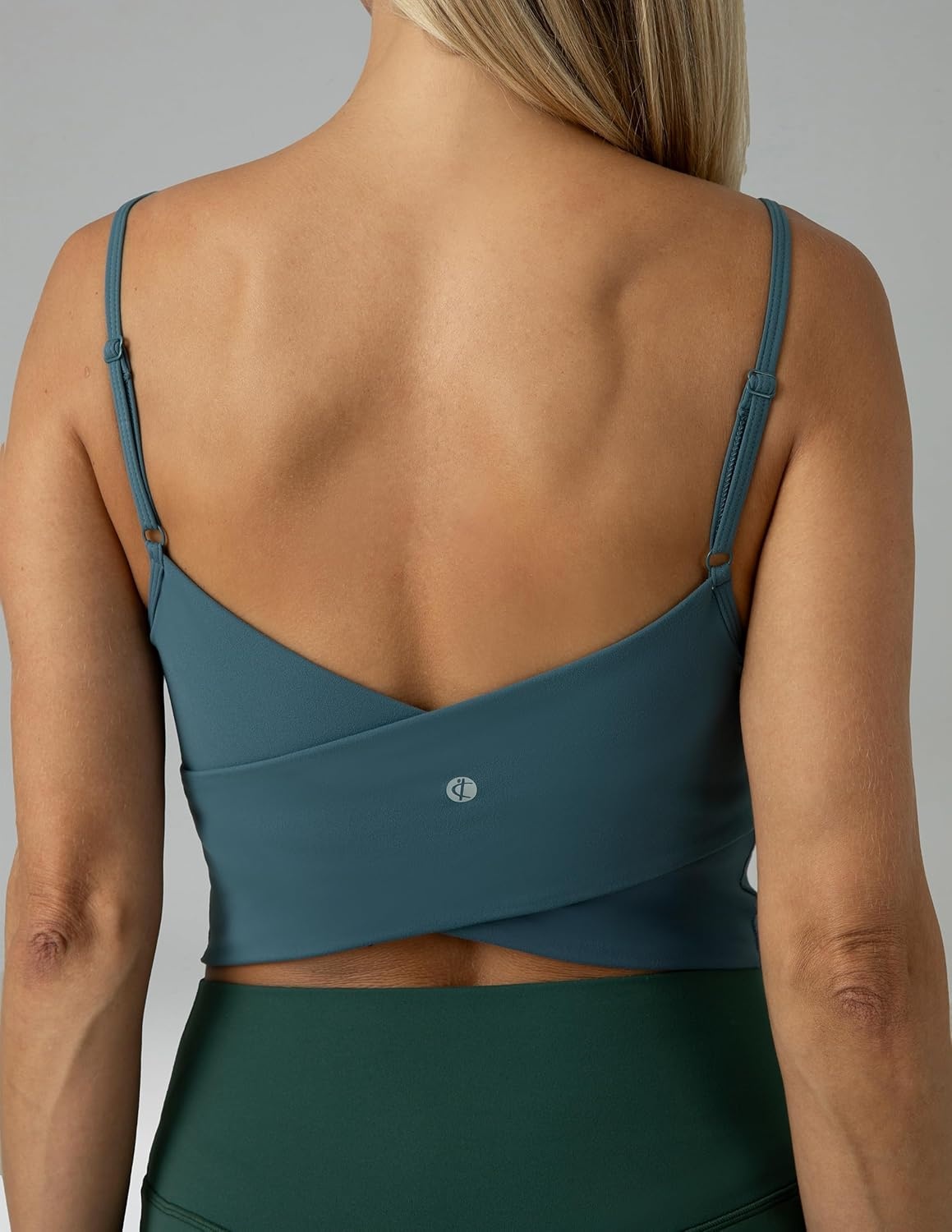 image:imageColorfulkoala Womens Dreamlux Crop Tank Tops with Built in Bra Adjustable Spaghetti Strap Workout Yoga CamisoleDark Jasper