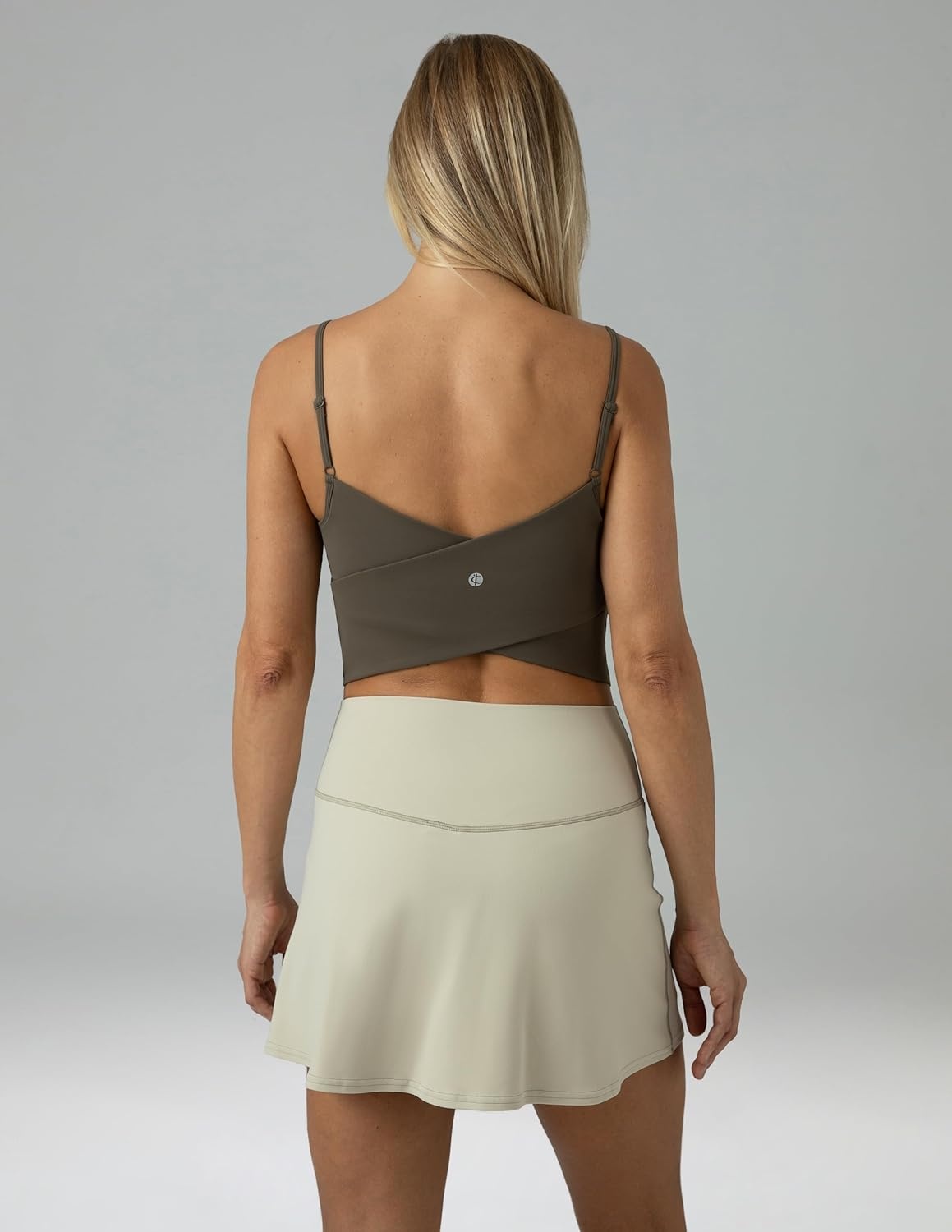 image:imageColorfulkoala Womens Dreamlux Crop Tank Tops with Built in Bra Adjustable Spaghetti Strap Workout Yoga CamisoleMajor Brown