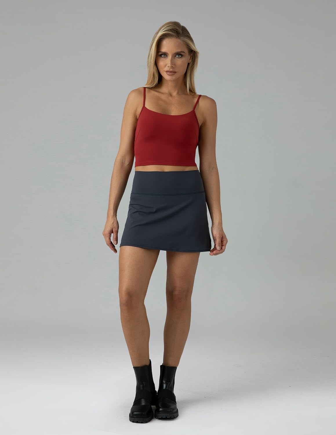image:imageColorfulkoala Womens Dreamlux Crop Tank Tops with Built in Bra Adjustable Spaghetti Strap Workout Yoga CamisoleMerlot
