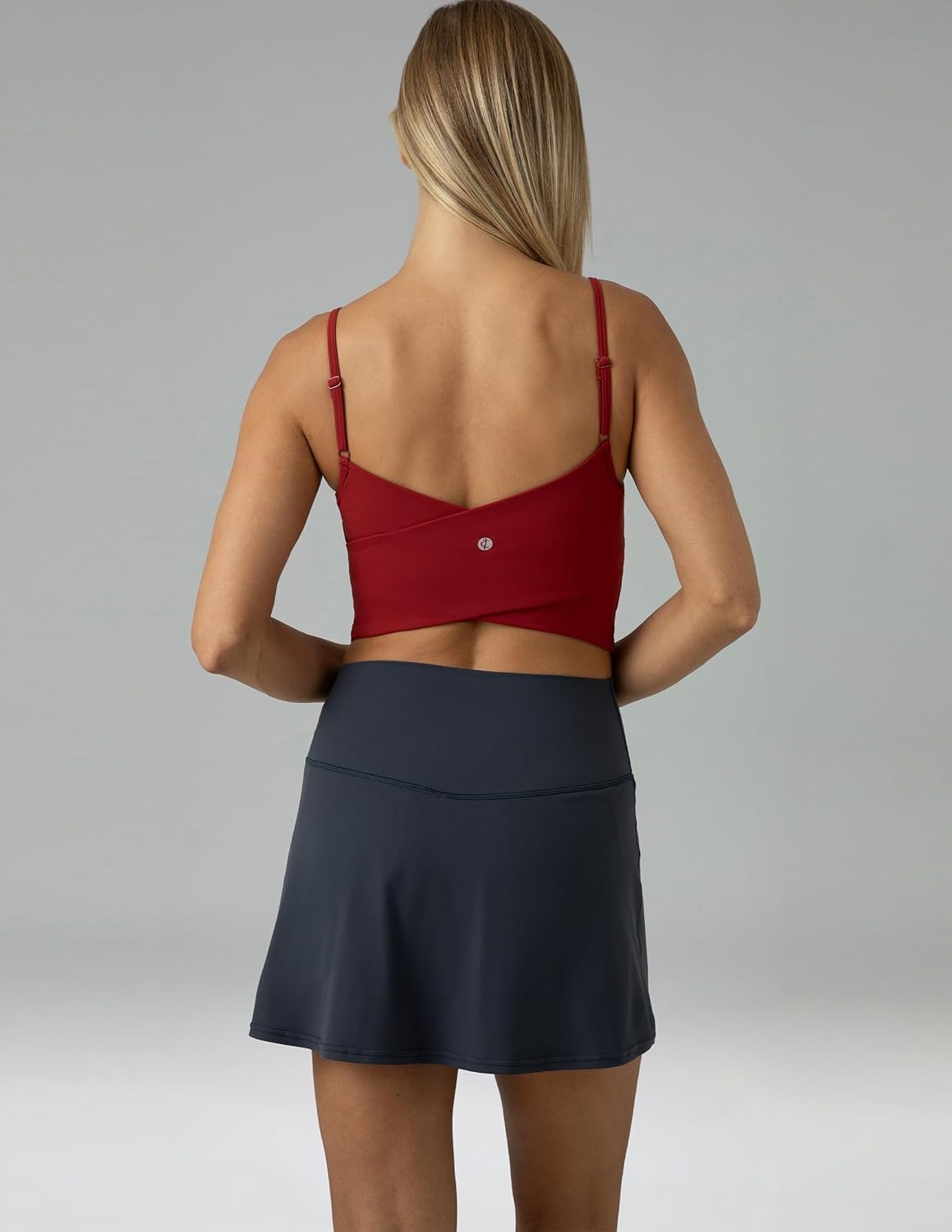 image:imageColorfulkoala Womens Dreamlux Crop Tank Tops with Built in Bra Adjustable Spaghetti Strap Workout Yoga CamisoleMerlot