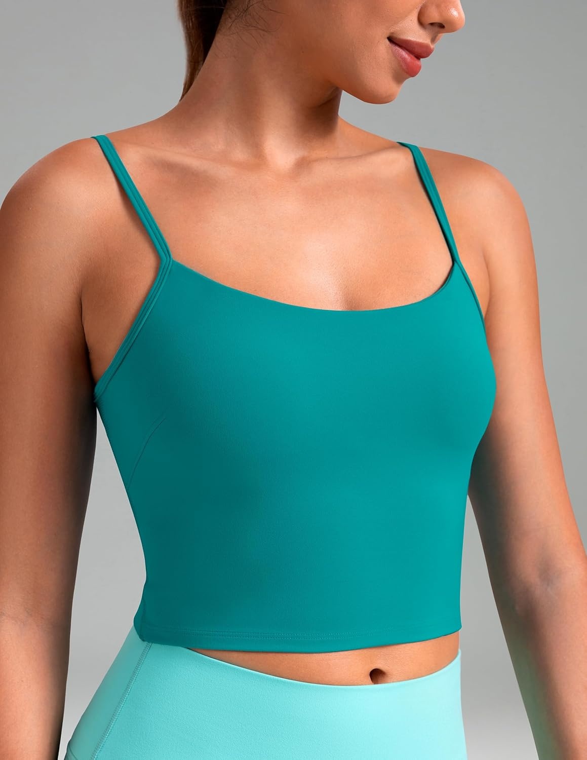 image:imageColorfulkoala Womens Dreamlux Crop Tank Tops with Built in Bra Adjustable Spaghetti Strap Workout Yoga CamisoleNavigate
