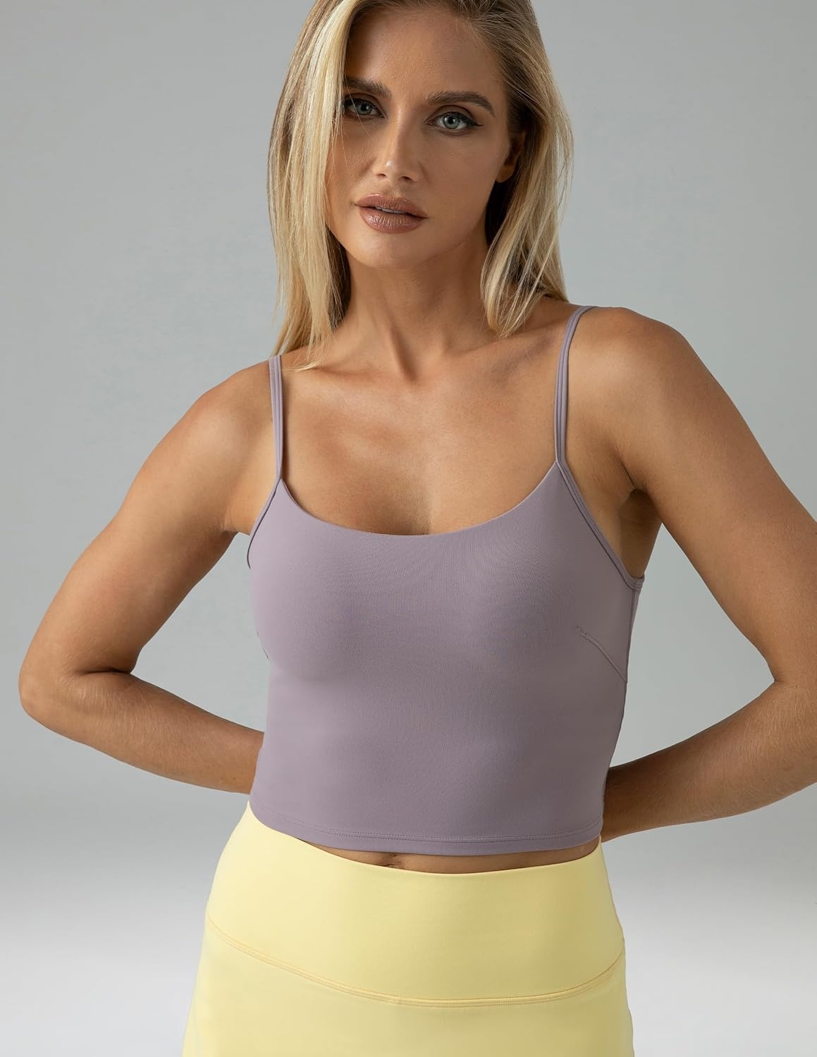 image:imageColorfulkoala Womens Dreamlux Crop Tank Tops with Built in Bra Adjustable Spaghetti Strap Workout Yoga CamisoleNirvana