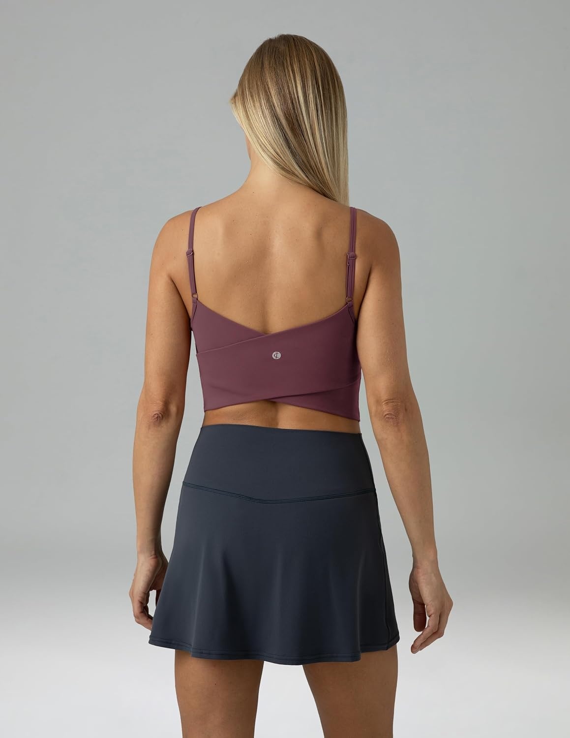 image:imageColorfulkoala Womens Dreamlux Crop Tank Tops with Built in Bra Adjustable Spaghetti Strap Workout Yoga CamisolePlum Red