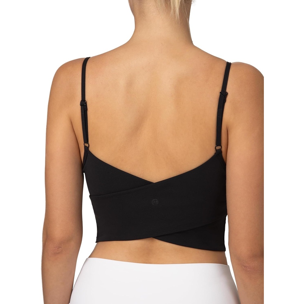 image:imageColorfulkoala Womens Dreamlux Crop Tank Tops with Built in Bra Adjustable Spaghetti Strap Workout Yoga CamisoleBlack
