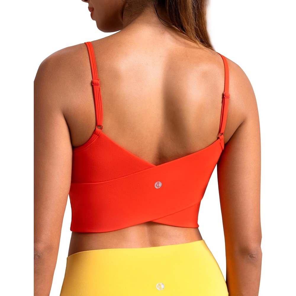 image:imageColorfulkoala Womens Dreamlux Crop Tank Tops with Built in Bra Adjustable Spaghetti Strap Workout Yoga CamisoleCherry Tomato