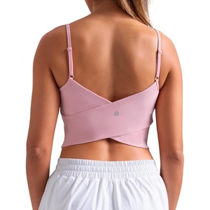 image:imageColorfulkoala Womens Dreamlux Crop Tank Tops with Built in Bra Adjustable Spaghetti Strap Workout Yoga CamisoleAlmond Blossom