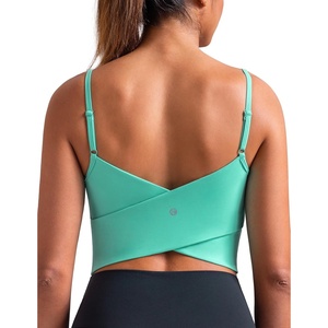 image:imageColorfulkoala Womens Dreamlux Crop Tank Tops with Built in Bra Adjustable Spaghetti Strap Workout Yoga CamisoleCockatoo
