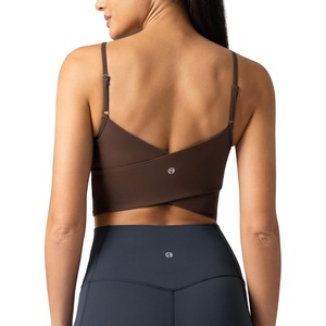 image:imageColorfulkoala Womens Dreamlux Crop Tank Tops with Built in Bra Adjustable Spaghetti Strap Workout Yoga CamisoleCocoa