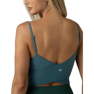 image:imageColorfulkoala Womens Dreamlux Crop Tank Tops with Built in Bra Adjustable Spaghetti Strap Workout Yoga CamisoleDark Jasper
